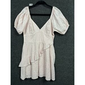 BCBGeneration Eyelet Short Mini Dress Womens Size 10 Pink Short Sleeves NEW